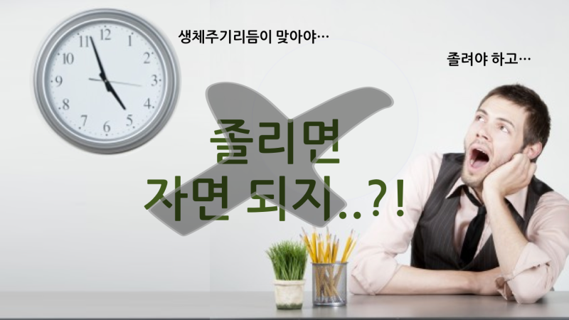 수면욕구와 생체주기리듬의 관계를 설명하는 그림